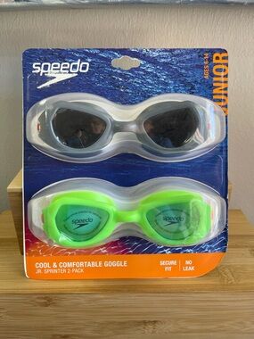 Speedo Junior Swim Goggle 2-Pack in Black & Neon Green